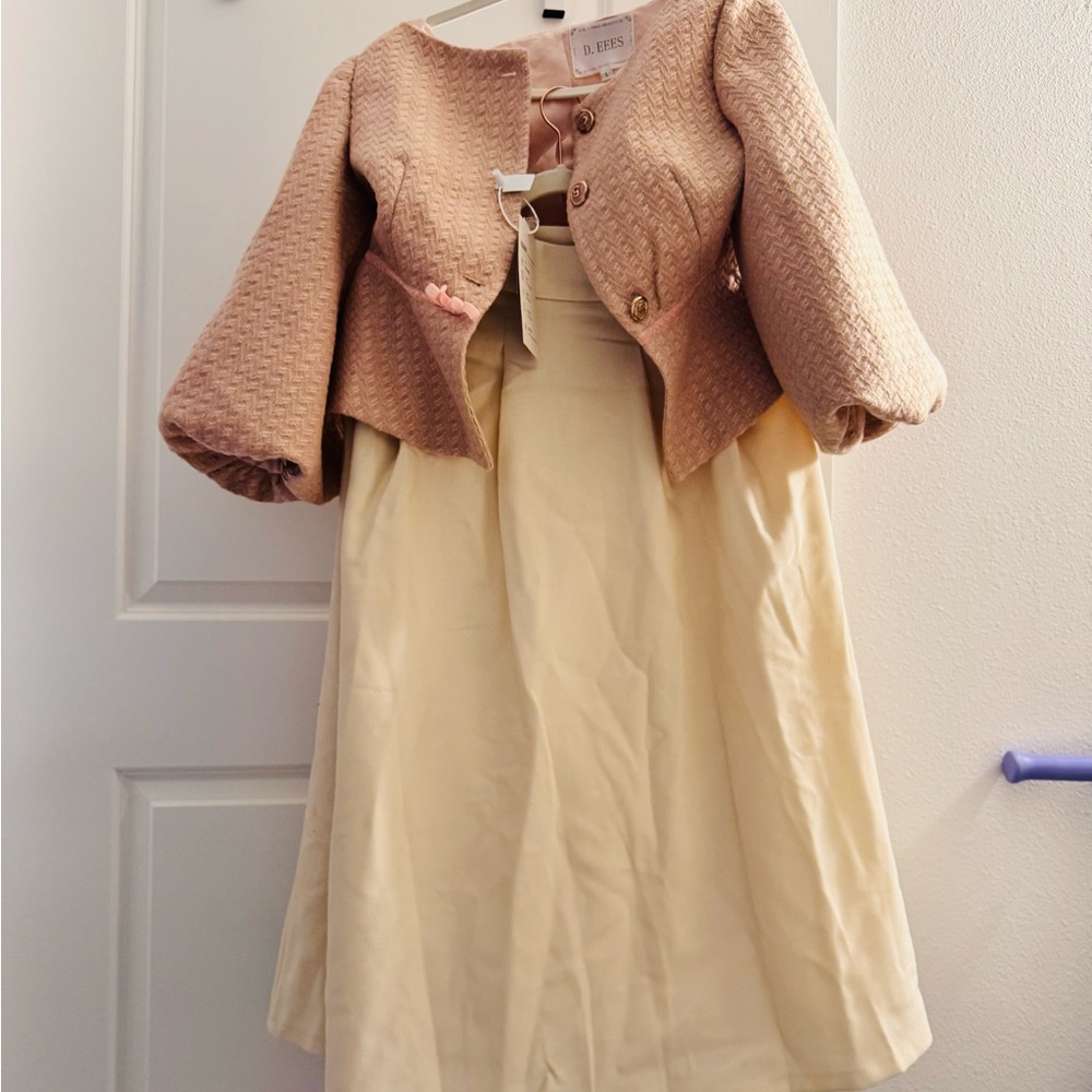 Elegant Beige Jacket and Cream Dress Set